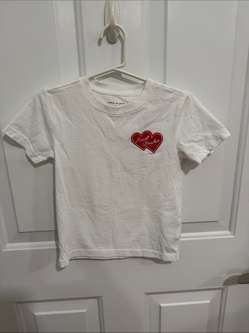 Janie and Jack White Tee with Red Heart Patch